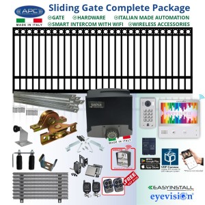 5m Complete Smart Home Gate Automation Package with Ring Top Gate including Sliding Gate Hardware + Italian Made Gate Opener, Accessories and EasyInstall 2Wire WiFi Video Intercom System with Mobile APP