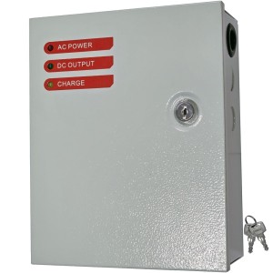 Lock and Access Control Power Supply (12V 3A DC) With Battery Charger in Metal Box Cabinet and Secure Battery Backup Compartment. (indoor use only)