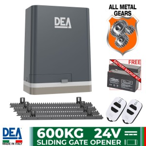 Heavy Duty 600kg Sliding Gate Opener Kit | Italian Made by DEA. Automatic Gate System with All-Metal Gear Strong Sliding Gate Automation Motor and Magnetic Limits
