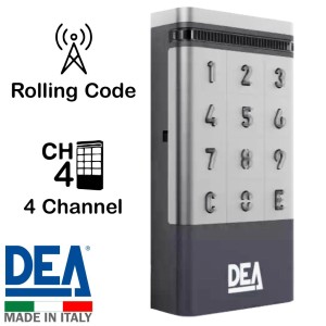 DEA 4-Channel Wireless Keypad | DEA Automatic Gate Openers Access Control With Personalised Numeric PIN Code, Capable up to 300 PIN Numbers (2-8 digits).