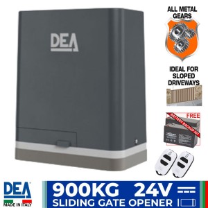 900kg Extra Heavy Duty Sliding Gate Automation Motor with All-Metal Gear and Magnetic Limits With Two Remote Controls and Free Battery Backup | Italian Made by DEA, Faster and Stronger Automatic Gate Opener System.