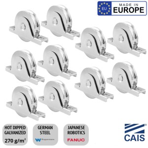 Ten Pieces 78mm Recess Mount European Made Single Bearing Sliding Gate Wheels. CAIS WSO 824 High-Quality German Steel, Rebate Gate Wheels (10x 78mm Wheels For Sliding Gate)