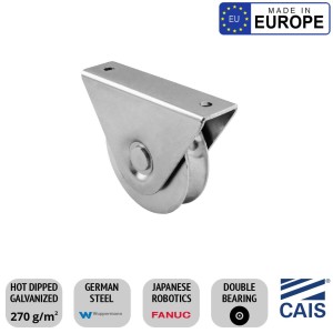 98mm Dual Bearing Flat Mount European Made Sliding Gates Wheel. High Quality German Steel CAIS WTO Dual Bearing Gate Wheel