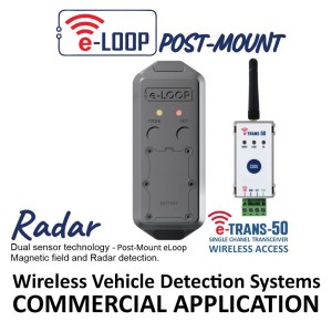 Post-Mounted e-Loop Side-On Wireless Vehicle Detection System - Commercial e-Loop (Presence Mode, Dual Sensor Technology, Magnetic Field and Radar Detection) Automatic Gate Vehicle Access Control | Wireless Vehicle Post-Mount Loop Sensor. Ideal for Driveways for Unsuited to Traditional Ground-Mounted Loops, and Low-Clearance Vehicles, Roof-Mounted Sensors, and Parking Control.