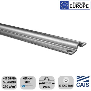 2m European Made Sliding Gate Ground Track | Hot Dipped Galvanized German S350GD Grade Steel | Suitable for "U" Groove Wheels and Rollers (Required Double the Width of Gate) | High-strength German Steel Made in Europe by CAIS