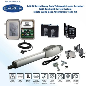 Gate Automation Kit with Robust Cast Alloy Casing and Magnetic Limits, Single Swing Gate Opener
