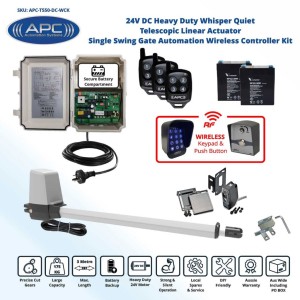 Heavy Duty Whisper Quiet Telescopic Linear Actuator Single Swing Gate Opener Kit