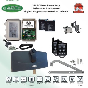 Gate Automation Trade Kit with APC-790 Forward/Side Mount Extra Heavy Duty Articulated System With Adjustable Limit Switches, Single Swing Gate Opener