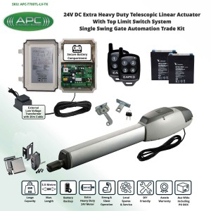 Extra Heavy Duty Telescopic Linear Actuator Kit with Robust Cast Alloy Casing and Top Limits, Single Swing Gate Opener