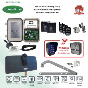 Gate Opener Wireless Controller Kit with APC-790 Forward/Side Mount Extra Heavy Duty Articulated System With Adjustable Limit Switches, Single Swing Gate Automation