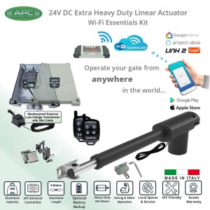 APC 24V Gate Automation Wi-Fi APP Control Kit with APC Link2 WiFi Smart Gate Automation Module. Single Swing Driveway Gate Opener 24V Low Voltage System