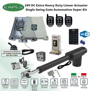 Single Swing Driveway Gate Opener 24V LV System, WiFi Keypad APP Controller Automatic Electric Gate Opener Kit