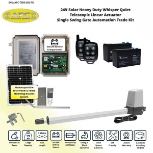 Whisper Quiet Aluminum Telescopic Linear Actuator Kit Single Swing Solar Powered Gate Opener