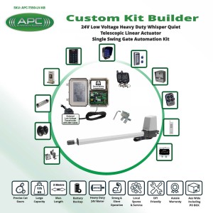 Build Your Own Kit with T550 Whisper Quiet Aluminum Linear Actuator Single Swing Gate Opener