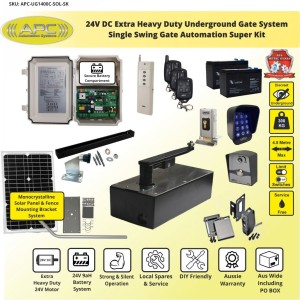 Discreet Underground System with Stainless Steel Top Plate, Wider Opening Angle,  All Metal Gears and Suits Most Gate to Ground Clearance Heights, Single Swing Solar Gate Opener