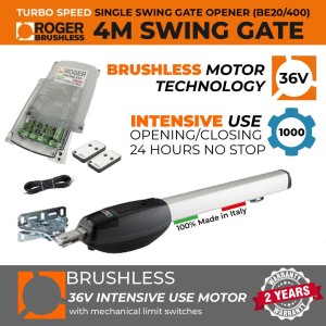 Italian-Made Roger Technology Brushless Swing Gate Automotion System| Max. 4M or 400KG Gate Leaf | Super Intensive Use