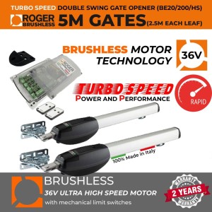 Roger Technology Brushless Ultra High-Speed Swing Gate Motor, 5m Opening ( 2.5M or 300KG Each Leaf), Super Intensive Use