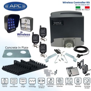 Sliding Gate Opener Wireless Controller Kit, Italian Made Automatic Electric Sliding Gate Motor, APC Proteous 500, Strong Metal Gear Extra Heavy Duty with Encoder System