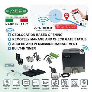 Extra Low Voltage 24V DC Electric Gate APC Proteous 500 FEATURE RICH Extra Heavy Duty Automatic Sliding Gate Opener Wi-Fi Kit with Encoder System