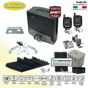 Solar Electric Sliding Gate Automation APC Proteous 450 Sprint, Automatic Sliding Gate Opener Trade Kit - Italian Made 24V DC Extra Heavy Duty ULTRA FAST Electric Gate Opener with Encoder System
