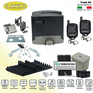 Solar Powered Electric Gate APC Proteous 500 FEATURE RICH - Italian Made 24V DC Extra Heavy Duty Automatic Sliding Gate Opener Trade Kit with Encoder System