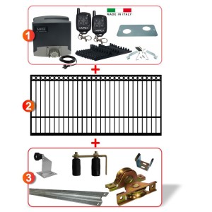 3m Ring Top Gate with Gate Hardware and Heavy Duty 500kg Sliding Gate Opener System All In Combo Kit, Gate and Gate Opener Combo