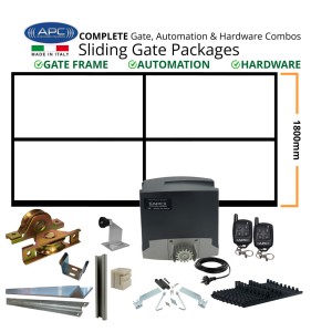 5m Complete Automatic Driveway Sliding Gate Combo With 5m Gate Frame (1.8m Height), Sliding Gate Hardware and Heavy-Duty 500kg Sliding Gate Opener(Made in Italy) Remote Control Gate Automation System.