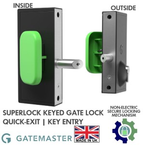 Gatemaster BQK4060 Superlock Keyed Gate Lock Suited for Right-Handing Swing Gate and Frame Thickness of 40-60mm | Quick-Exit & Key Entry | Bolt-On Locks for Metal Gates, Quick-Exit Locks, Keyed Gate Locks, Superlock
