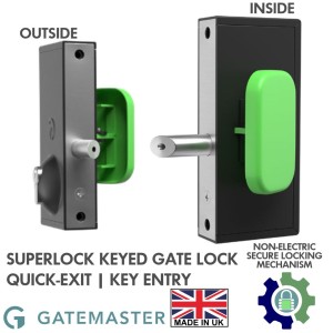 Gatemaster BQK4060 Superlock Keyed Gate Lock Suited for Left-Handing Swing Gate and Frame Thickness of 40-60mm | Quick-Exit & Key Entry | Bolt-On Locks for Metal Gates, Quick-Exit Locks, Keyed Gate Locks, Superlock