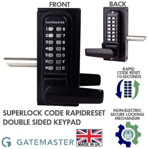 Gatemaster Double-Sided Mechanical Keypad Suited for Right Hand Gate Opening and Frame Thickness of 40-60mm | Superlock 2.0 Code Gate Lock | RapidReset Mechanical Keypad | Double-Sided Keypad