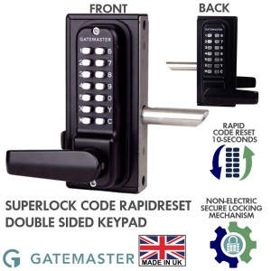 Gatemaster Double-Sided Mechanical Keypad Suited for Left Hand Gate Opening and Frame Thickness of 40-60mm | Superlock 2.0 Code Gate Lock | RapidReset Mechanical Keypad | Double-Sided Keypad