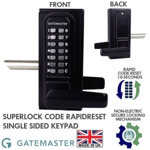 Gatemaster Single-Sided Mechanical Keypad Suited for Right Hand Gate Opening and Frame Thickness of 40-60mm | Superlock 2.0 Code Gate Lock | RapidReset Mechanical Keypad | Single-Sided Keypad