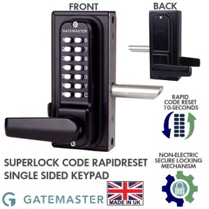 Gatemaster Single-Sided Mechanical Keypad Suited for Left Hand Gate Opening and Frame Thickness of 40-60mm | Superlock 2.0 Code Gate Lock | RapidReset Mechanical Keypad | Single-Sided Keypad
