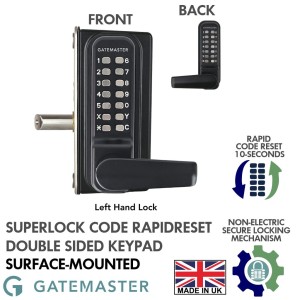 Gatemaster Surface-Mounted Double-Sided Mechanical Keypad Suited for Left-Hand Gate Opening | Superlock 2.0 Code Gate Lock | Surface-Mounted Fixing for Easier Installation, RapidReset Mechanical Keypad | Double-Sided Keypad
