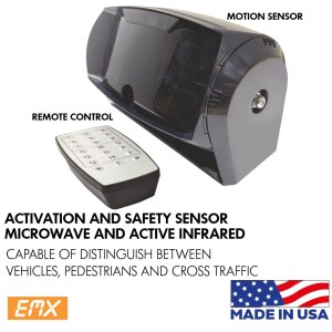 Microwave Motion & Infrared Presence Sensor with Remote Control. Distinguish Between Vehicles, Pedestrians and Cross Traffic. Customizable Infrared Presence Detection Zone. Two Configurable Relay Outputs. | EMX-OWL Motion, Infrared Presence Sensor and Remote Control Package | Made in USA
