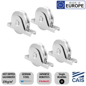 Four Pieces 88mm Recess Mount European Made Single Bearing Sliding Gate Wheels. CAIS WSO 924 High-Quality German Steel, Rebate Gate Wheels (4x 88mm Wheels For Sliding Gate)