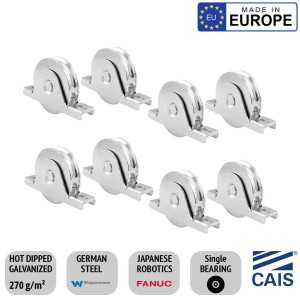 Eight Pieces 88mm Recess Mount European Made Single Bearing Sliding Gate Wheels. CAIS WSO 924 High-Quality German Steel, Rebate Gate Wheels (8x 88mm Wheels For Sliding Gate)