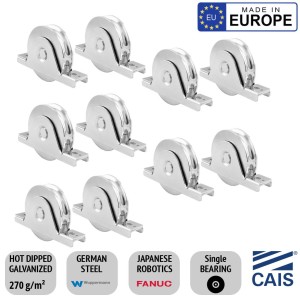Ten Pieces 88mm Recess Mount European Made Single Bearing Sliding Gate Wheels. CAIS WSO 924 High-Quality German Steel, Rebate Gate Wheels (10x 88mm Wheels For Sliding Gate)