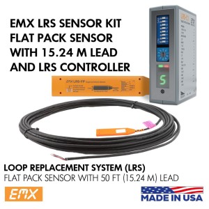 Vehicle Detector Controller with Single Cut Flat Pack Vehicle Detector Sensor (15m Cable) | EMX-LRS Loop Replacement System. Single Saw Cut Magnetoresistive Vehicle Detector Controller and Single Cut Flat Pack Vehicle Loop Detector Sensor with 15m Cable (Made in USA)
