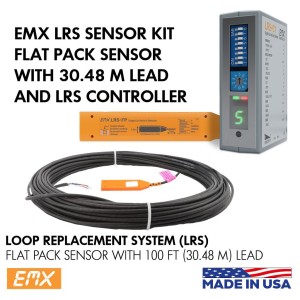 Vehicle Detector Controller with Single Cut Flat Pack Vehicle Detector Sensor (30m Cable) | EMX-LRS Loop Replacement System. Single Saw Cut Magnetoresistive Vehicle Detector Controller and Single Cut Flat Pack Vehicle Loop Detector Sensor with 30 Meter (100FT) Cable | Made in USA