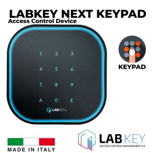 Keypad Advanced Access Management with Cloud-Based Access Management Software | The Labkey Next Keypad Control Device With a 12-key Alphanumeric Keypad Featuring Backlit Pressure-Sensitive Keys. Made in Italy