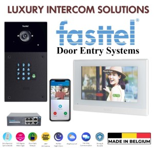 Luxury Intercom Solutions Keypad Intercom Kit | Fasttel Video Intercom Door Station Keypad Doorbell HD Colour Camera, 7 inches Monitor, POE Switch, 4x App Licences Android/iOS | Made in Europe with High-end Build Quality | Worry-free Installation Experience 100% Plug & Play | HD, 2MP, 140 Degree Wide Angle Video Intercom Camera, Keypad Doorbell (FT600VKK)