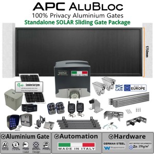 4m Aluminium Sliding Gate Combo with Vertical Slat Privacy Gate (1.75m H), Heavy Duty Italian 500kg Automatic Sliding Gate Opener and Premium European Hardware Kit.