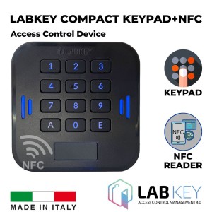 Keypad and NFC Reader Compact Command Device With a 12-key Alphanumeric Keypad Featuring Backlit Pressure-Sensitive Keys. Made in Italy. Smart-sized dimensions 72 x 72 x 25 mm. Its durability and user-friendly keypad and NFC Reader design make it easy to install in both modern settings and existing structures.