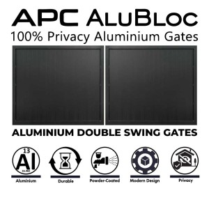 APC AluBloc 4m Double Swing Aluminium Fully Welded Gate ( No Flat Pack) - 2x2m(Width)x1.75m(Height) Aluminium Vertical Slat Privacy Gates | Step into a new era of privacy with AluBloc Aluminium Gates. AluBloc aluminium gates are expertly engineered for total visual privacy of property, crafted for durability, and designed to leave a lasting impression.