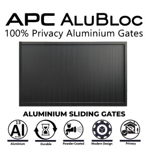 APC AluBloc 3.5m Aluminium Vertical Slat Privacy Gates (1.75m Height) | Fully Welded Gate ( No Flat Pack) | Step into a new era of privacy with AluBloc Aluminium Gates. AluBloc aluminium gates are expertly engineered for total visual privacy of property, crafted for durability, and designed to leave a lasting impression.
