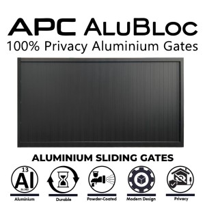 APC AluBloc 4m Aluminium Vertical Slat Privacy Gates (1.75m Height) | Fully Welded Gate ( No Flat Pack) | Step into a new era of privacy with AluBloc Aluminium Gates. AluBloc aluminium gates are expertly engineered for total visual privacy of property, crafted for durability, and designed to leave a lasting impression.