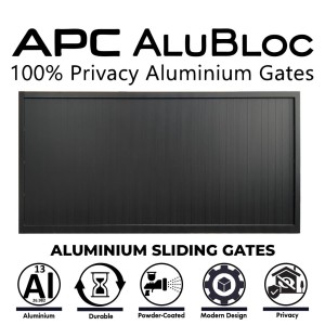 APC AluBloc 4.5m Aluminium Vertical Slat Privacy Gates (1.75m Height) | Fully Welded Gate ( No Flat Pack) | Step into a new era of privacy with AluBloc Aluminium Gates. AluBloc aluminium gates are expertly engineered for total visual privacy of property, crafted for durability, and designed to leave a lasting impression.