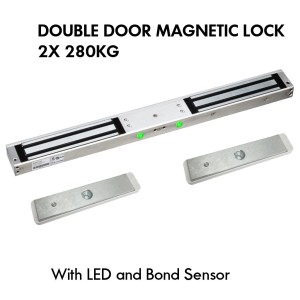 2x 280kg Double Doors Magnetic Lock With Bond Sensor (Indoor installation only. This product is not weatherproof.)