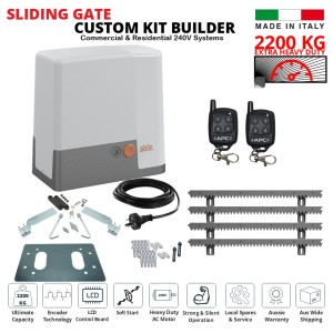 APC-Able 2200kg Capacity, Italian-Made Extra Heavy Duty Sliding Gate Automation Kit with Two Remote Controls and Gear Racks. 230V 50Hz AC Powered, Reversible, Electromechanical, Magnetic Limit Switch, 2200KG Strong Sliding Gate Motor, Automatic Sliding Gate Opener Kit.